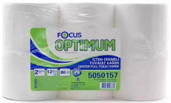 Focus Optimum 2 Katlı İçten Çekmeli 12'li Rulo Tuvalet Kağıdı