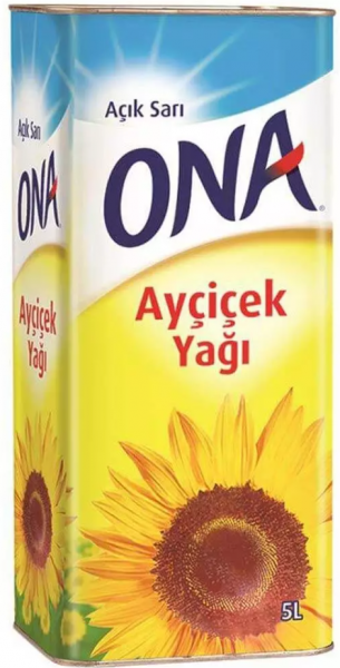 Ona Açık Sarı Teneke Ayçiçek Yağı 5 lt