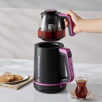 Karaca Maxi Tea XL Cam Demlikli 1700 W Plastik Gövdeli Siyah Çay Makinesi