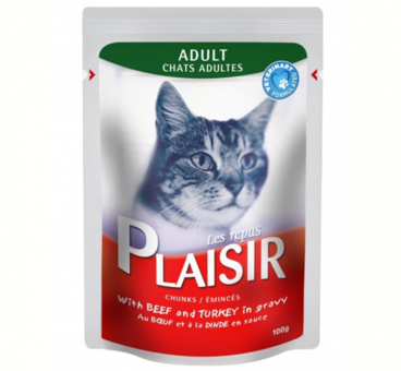 Plaisir Adult Pouch Hindili Sığır Etli Soslu Yetişkin Yaş Kedi Maması 100 gr