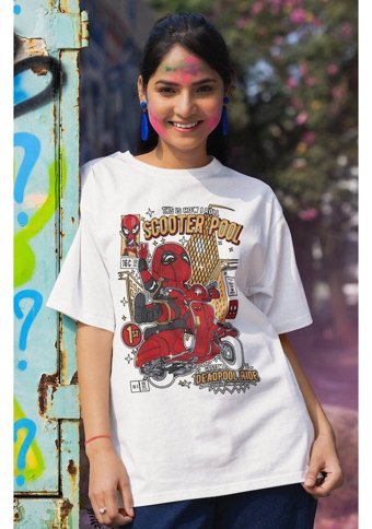 Fuddy Moda Minyatür Deadpool Baskılı T-Shirt, Unisex Deadpool Baskılı T-Shirt 001 Siyah Xl