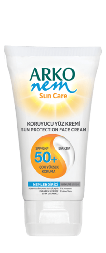 Arko Nem Sun Care Renksiz 50 Faktör Hassas Ciltler İçin Yağlı Suya Dayanıklı Yüz Güneş Kremi 75 ml