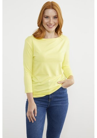 Sementa Kayık Yaka Uzun Kol T-Shirt Sarı 001 Sarı S