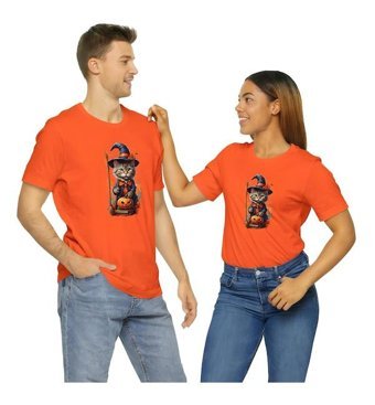 T-Shirt Cin / Cadı Kedi Baskılı Renk T-Shirt M