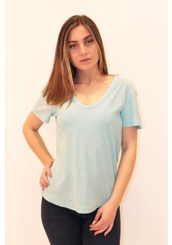 Rich Kadın Organik V Yaka T-Shirt %100 Pamuk T-Shirt (481348178) S