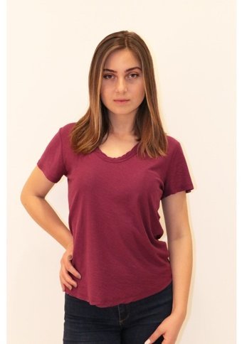 Rich Kadın Organik V Yaka T-Shirt %100 Pamuk T-Shirt (481348238) L