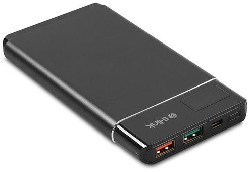 S-link IP-QC3-10 10000 mAh Hızlı Şarj Dijital Göstergeli Micro USB Çoklu Kablolu Powerbank Siyah