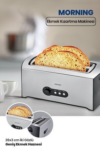 Goldmaster IN-6400 Morning 4 Dilim Kırıntı Tepsili Telli Akıllı 1600 W İnox Ekmek Kızartma Makinesi