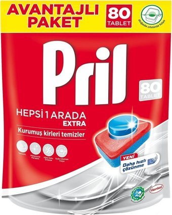 Pril Hepsi 1 Arada Extra Tablet Bulaşık Makinesi Deterjanı 80 Adet