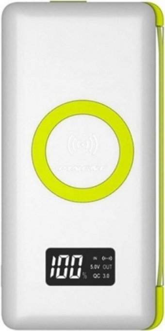 Pineng PN-888 10000 mAh Hızlı Şarj Dijital Göstergeli Micro USB Çoklu Kablolu Powerbank Beyaz