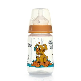 Baby&Plus BYP-21011 Polipropilen Gaz Yapmayan Antikolik Yenidoğan Kulpsuz 0+ Ay Desenli Turuncu Yuvarlak Uçlu Bebek Biberon 260 ml