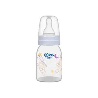 Wee Baby 851 Polipropilen Yenidoğan Yavaş Akışlı Kulpsuz 0-6 Ay Desenli Renkli Yuvarlak Uçlu Bebek Biberon 125 ml