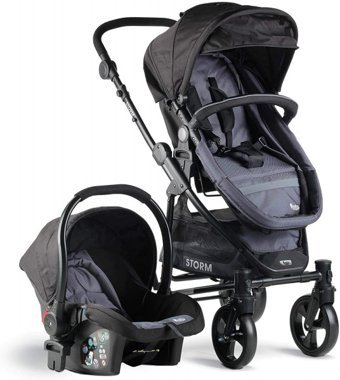 Babyhope BH-3020 Storm Çift Yönlü Katlanabilir 360 Derece Dönen Tam Yatar Travel Sistem Bebek Arabası Siyah