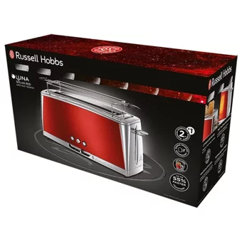 Russell Hobbs 23250-56 Luna 2 Dilim Kırıntı Tepsili Telli 1420 W Kırmızı Mini Ekmek Kızartma Makinesi