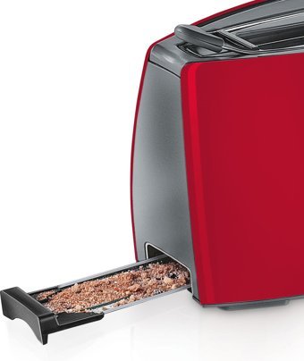 Bosch TAT6004 2 Dilim Kırıntı Tepsili 900 W Kırmızı Retro Mini Ekmek Kızartma Makinesi