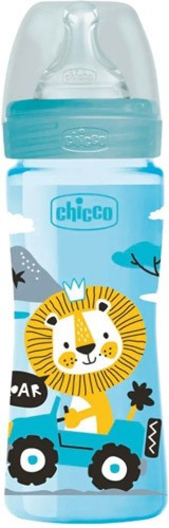 Chicco Polipropilen Gaz Yapmayan Antikolik Orta Akışlı Kulpsuz Desenli Renkli Yuvarlak Uçlu Bebek Biberon 250 ml