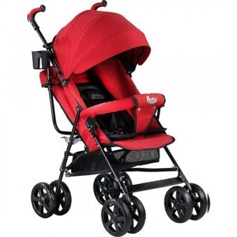 Babyhope SA7 Katlanabilir 360 Derece Dönen Tam Yatar Kabin Tipi Baston Bebek Arabası Kırmızı