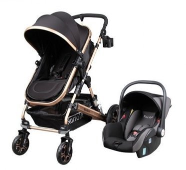 Norfolk Baby Voyage Comfort Air Luxury Çift Yönlü Katlanabilir 360 Derece Dönen Tam Yatar Puset Bebek Arabası Siyah