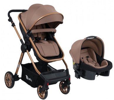 4 Baby Cool AB-480 Çift Yönlü Katlanabilir 360 Derece Dönen Tam Yatar Travel Sistem Bebek Arabası Kahverengi