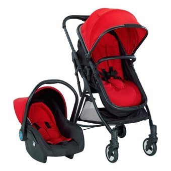 Baby2Go 2038 Eko Çift Yönlü Katlanabilir Tek Elle Kapanan 360 Derece Dönen Tam Yatar Kabin Tipi Travel Sistem Bebek Arabası Kırmızı