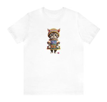 T-Shirt Cin / Şapkalı Kedi Baskılı Beyaz Renk T-Shirt L