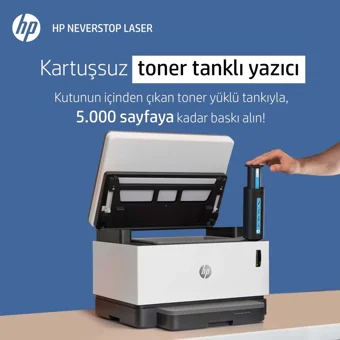 HP Neverstop Laser MFP 1200W (4RY26A) Siyah-Beyaz Wifi Fotokopi Tarayıcı Mono Çok Fonksiyonlu Tonersiz Lazer Yazıcı