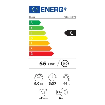 Bosch WGA141X1TR 9 kg 1000 Devir C Enerji Sınıfı Beyaz Solo Çamaşır Makinesi