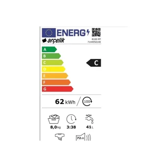 Arçelik 8100 MT 1000 8 kg 1000 Devir C Enerji Sınıfı Beyaz Solo Çamaşır Makinesi