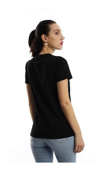 Polo State Kadın Hello Lovely Yazı Baskılı T-Shirt Siyah M
