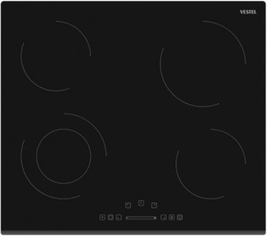 Vestel AO-6370 S Vitroseramik 4 Gözlü Dokunmatik Elektrikli Ankastre Siyah Ocak