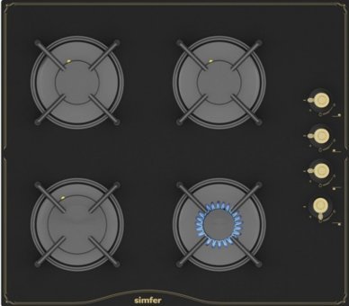 Simfer 3325 Retro Siyah Cam 4 Gözlü Doğalgazlı Ankastre Ocak
