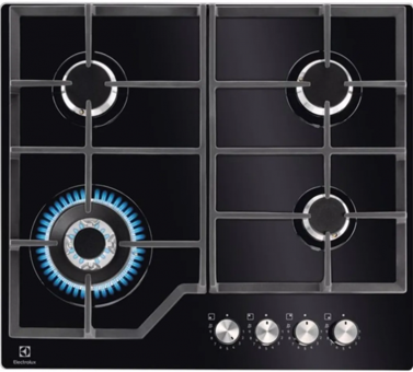 Electrolux KGG64362K Wok Gözlü Siyah Cam 4 Gözlü Doğalgazlı Ankastre Ocak