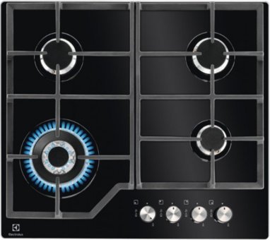 Electrolux KGG6436K Wok Gözlü Siyah Cam 4 Gözlü Doğalgazlı Ankastre Ocak