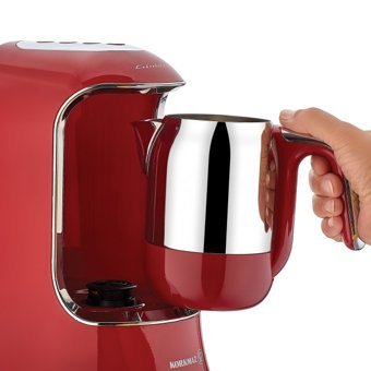 Korkmaz Kahvekolik Aqua A862 Tek Hazneli Otomatik 1200 ml Su Hazneli  4 Fincan Közde Kahve Tadında Akıllı 700 W Kırmızı Türk Kahvesi Makinesi