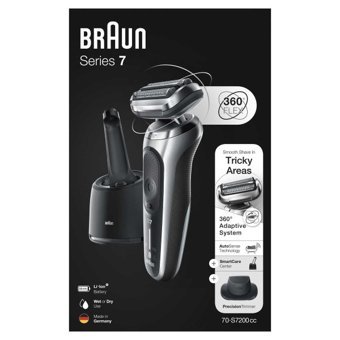 Braun 7 Series S7200cc Sakal Tek Başlıklı Sinekkaydı Islak Folyo Kablosuz Tıraş Makinesi