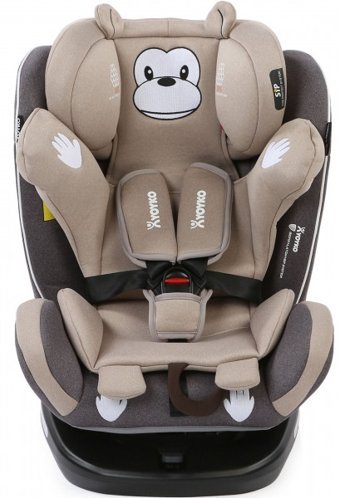 Yoyko Monkey Emniyet Kemeri-Isofix-Latch 360 Derece Dönen Yatabilen Yükseklik Ayarlı Sürüş Yönü Oto Koltuğu Kahverengi