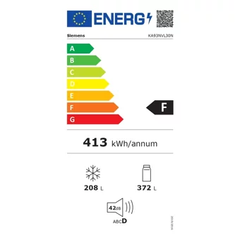 Siemens KA93NVL30N Çift Kapılı Nofrost A++ Enerji Sınıfı 580 lt Modern Inox Alttan Donduruculu Solo Gardrop Buzdolabı