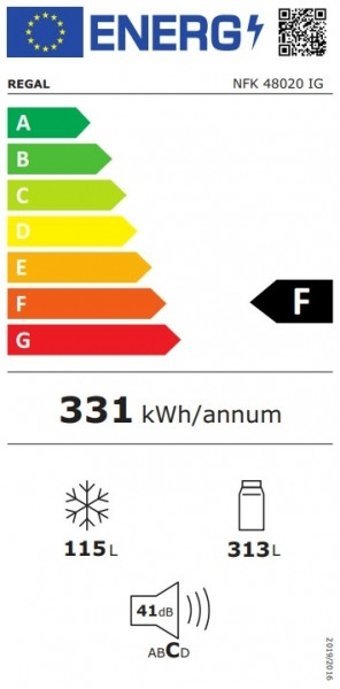 Regal NFK 48020 IG Çift Kapılı Nofrost F Enerji Sınıfı 428 lt Gri Alttan Donduruculu Solo Kombi Tipi Buzdolabı