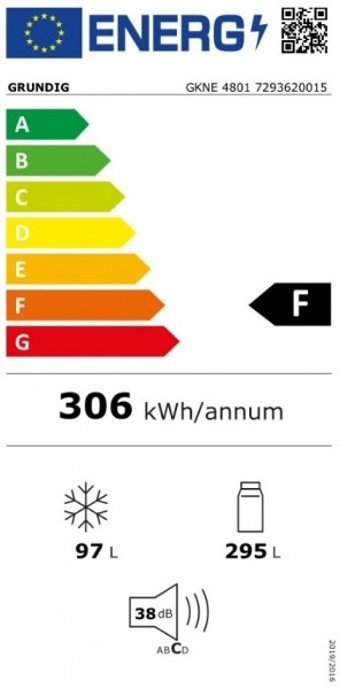 Grundig GKNE 4801 Çift Kapılı Statik F Enerji Sınıfı 392 lt Alttan Donduruculu Solo Kombi Tipi Buzdolabı