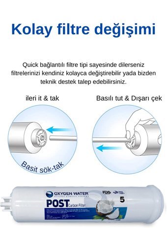 Oxygen Water 15 Aşamalı 8 lt Kapalı Kasa Pompasız Tezgah Altı Su Arıtma Cihazı