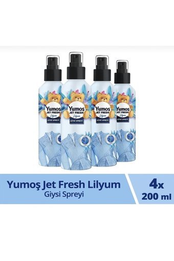 Yumoş Jet Fresh Lilyum Kokulu Sprey Çamaşır Parfümü 4x200 ml