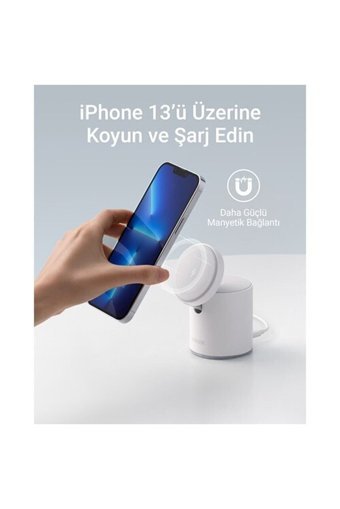 Anker Anker 623 Magnetic iPhone 14-13-12 Type C Kablosuz Hızlı Şarj Orjinal Şarj Aleti Beyaz