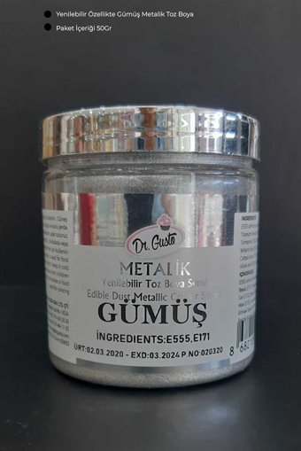 Dr. Gusto Gümüş Toz Gıda Boyası 50 Gr