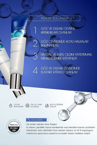 Farmstay Collagen Water Full Moist Rolling Aydınlatıcı Kırışıklık Karşıtı Göz Altı Torba Karşıtı Serum 10 ml