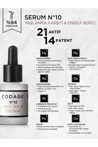 Codage Anti-Aging & Energy Kırışıklık Karşıtı Gece Gündüz Serumu 15 ml