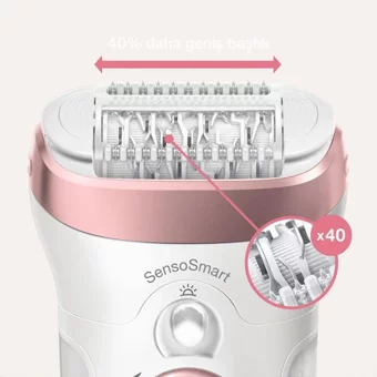 Braun Silk Epil 9 9855 Sensosmart Kablosuz Islak Kuru 3'ü 1 Arada Epilatör Beyaz