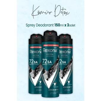 Rexona Kömür Detox Sprey Erkek Deodorant 3x150 ml