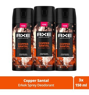 Axe Copper Santal Sprey Erkek Deodorant 3x150 ml
