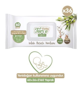 Baby Turco Doğadan Yenidoğan 360 Yaprak 36'lı Paket Islak Bebek Havlusu