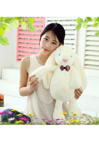 Sole Beyaz Led Işıklı Uyku Arkadaşı Uzun Kulak Bunny Peluş Tavşan 65 cm Peluş Oyuncak